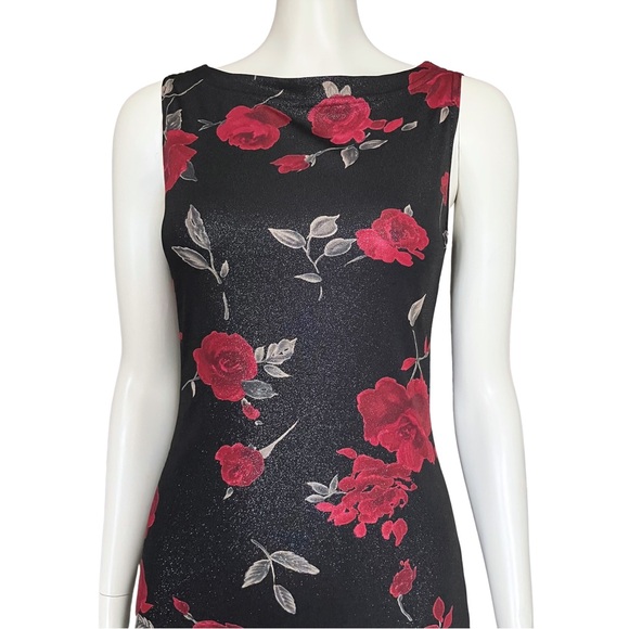 Black Red Rose Whimsigoth Mini Dress Going Out Sparkly XS Gothic Romantic Punk - Picture 6 of 11